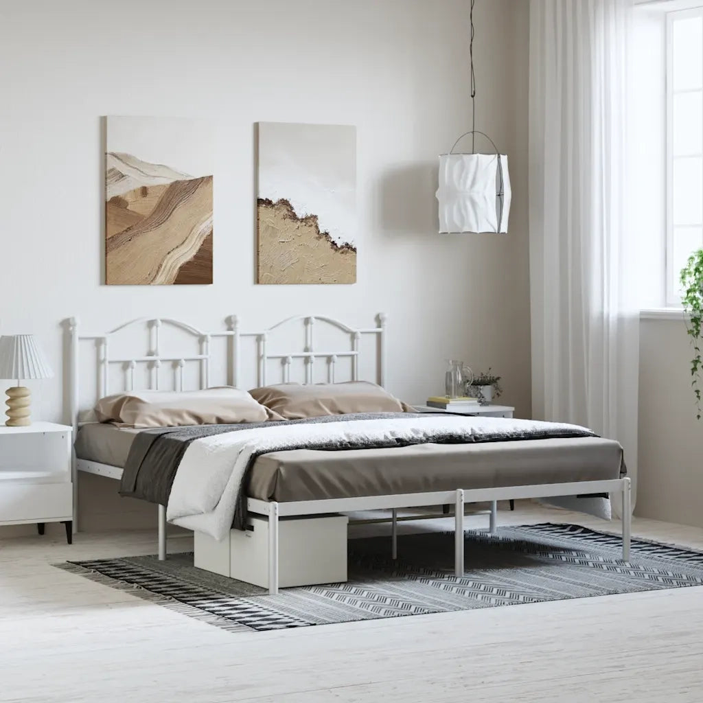Giroletto con Testiera Metallo Bianco 183x213 cm 353493