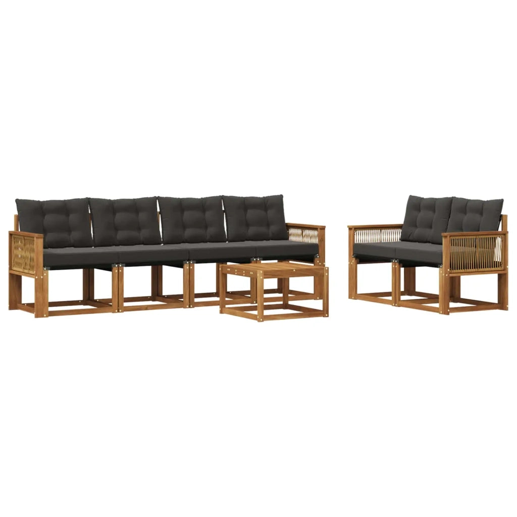 Set di divani da esterno 7 pz Naturale e Nero 3381796