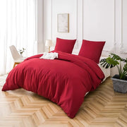 Set di coperte, tessuto microvezzato sbucciato, 1 coperta 200 x 220 cm + 2 cuscini 80 x 80 cm, con chiusura a raccordo, rosso