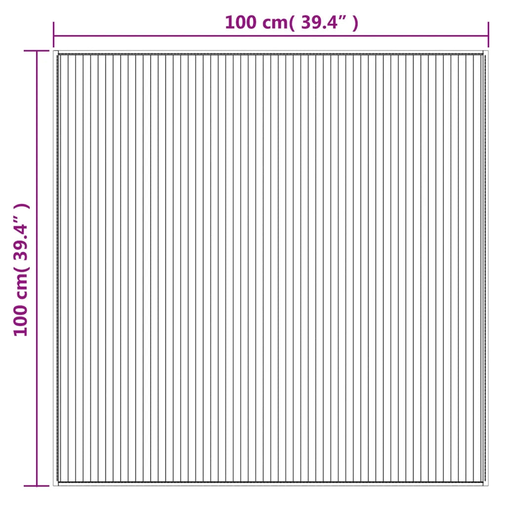 Tappeto Quadrato Grigio 100x100 cm in Bambù 376940