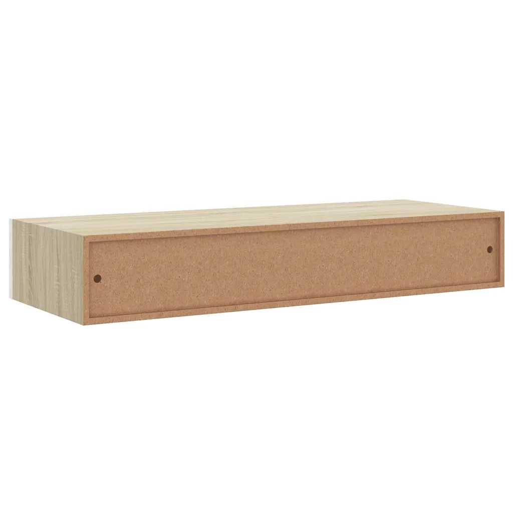 2 pz Scaffali a Muro | Mensola a parete con cassetti rovere e bianco 60x23,5x10 cm MDF