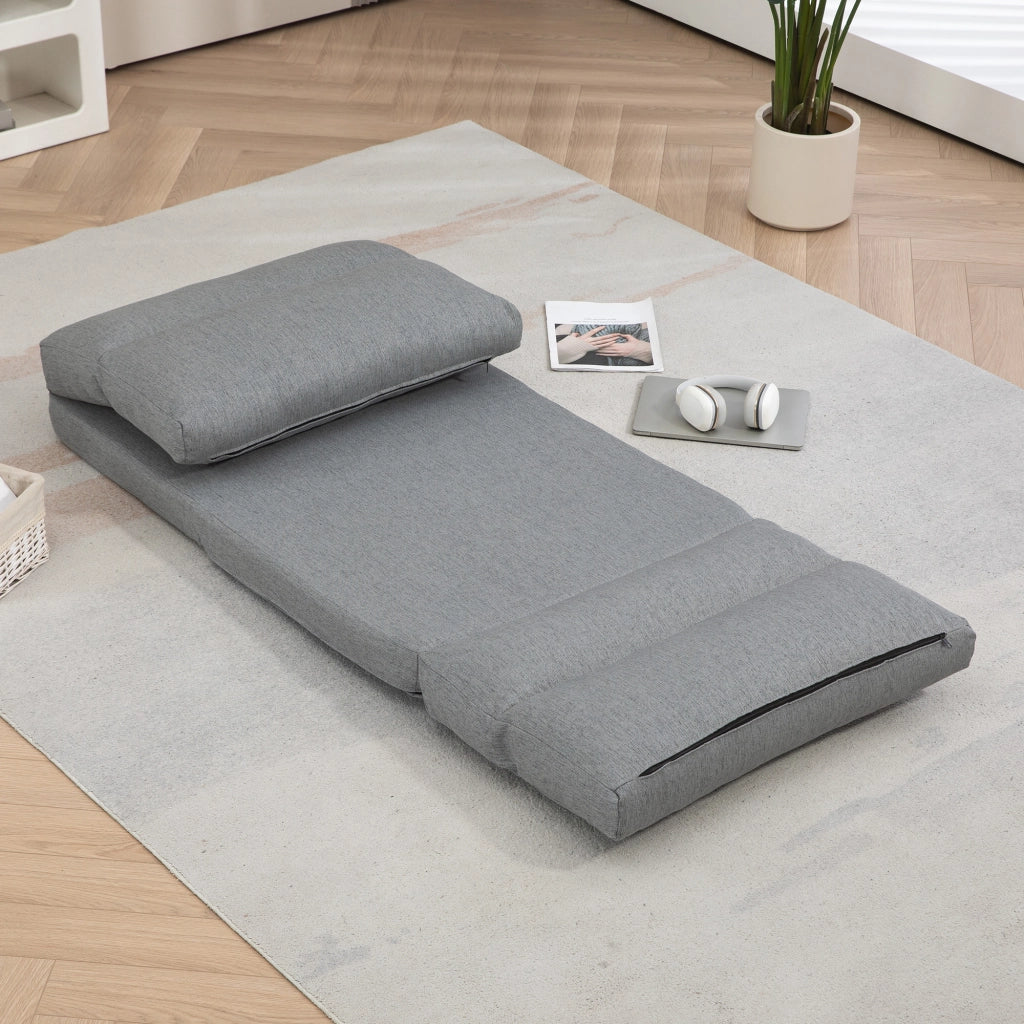 Letto Pouf Ribaltabile con Schienale Regolabile ¨C Zephmum ¨C Grigio 70x72x56 cm