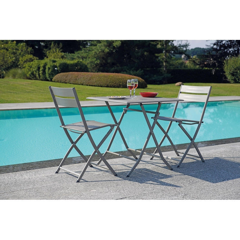 Set Di 2 Sedie Lucca In Alluminio Pieghevole Tortora Moia
