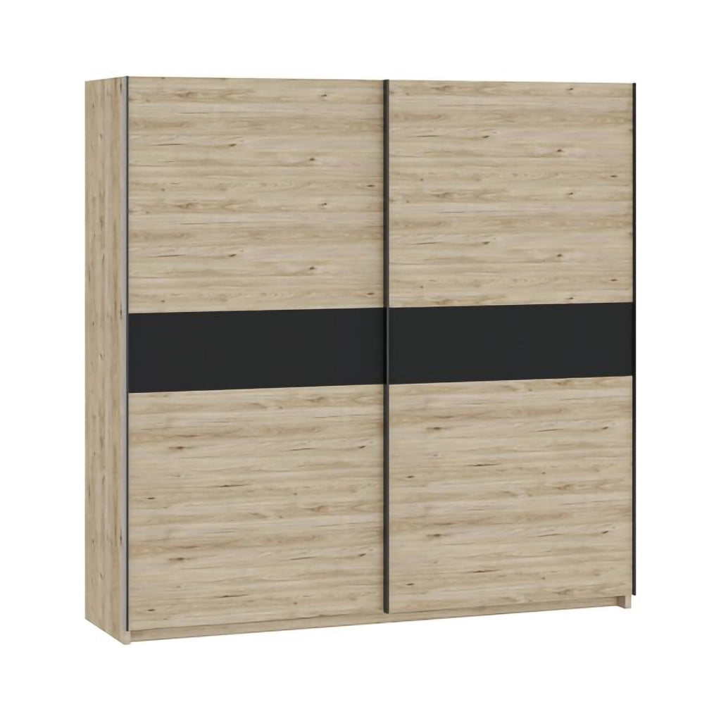 Armadio Camera da Letto Nalika, Guardaroba 2 Ante 2 Ripiani, 200x204h cm Marrone Rovere