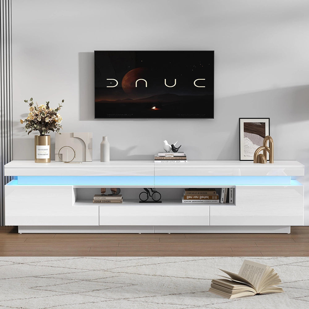 Mobile TV Soggiorno 175x38x45cm - Xylo - 2 Ante ad L e 1 Cassetto con LED, fino a 75"