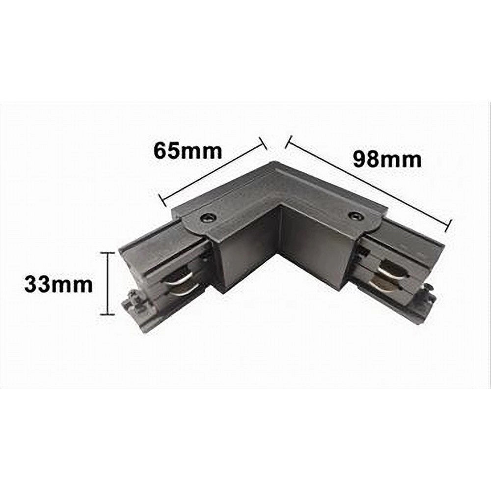 Trade Shop - Connettore Angolare Tipo L Giunto Curvo Binario Track Trifase Bianco Nero Gf070-l -