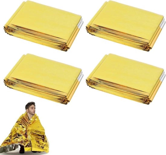 Set di 4 coperture di emergenza in oro-argento 210 x 160 cm pellicola termica