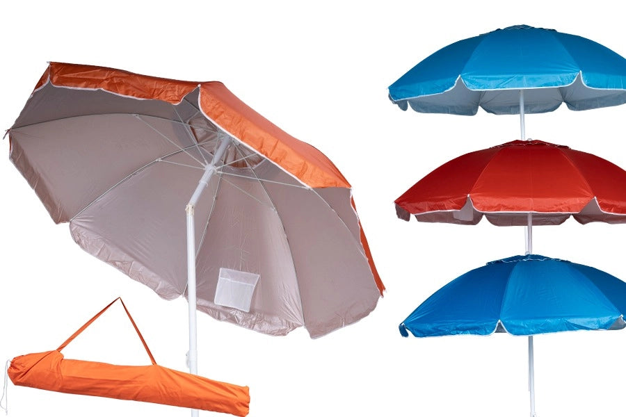Ombrellone Mare 180 cm con Snodo Palo Acciaio e Sacca Colori Assortiti