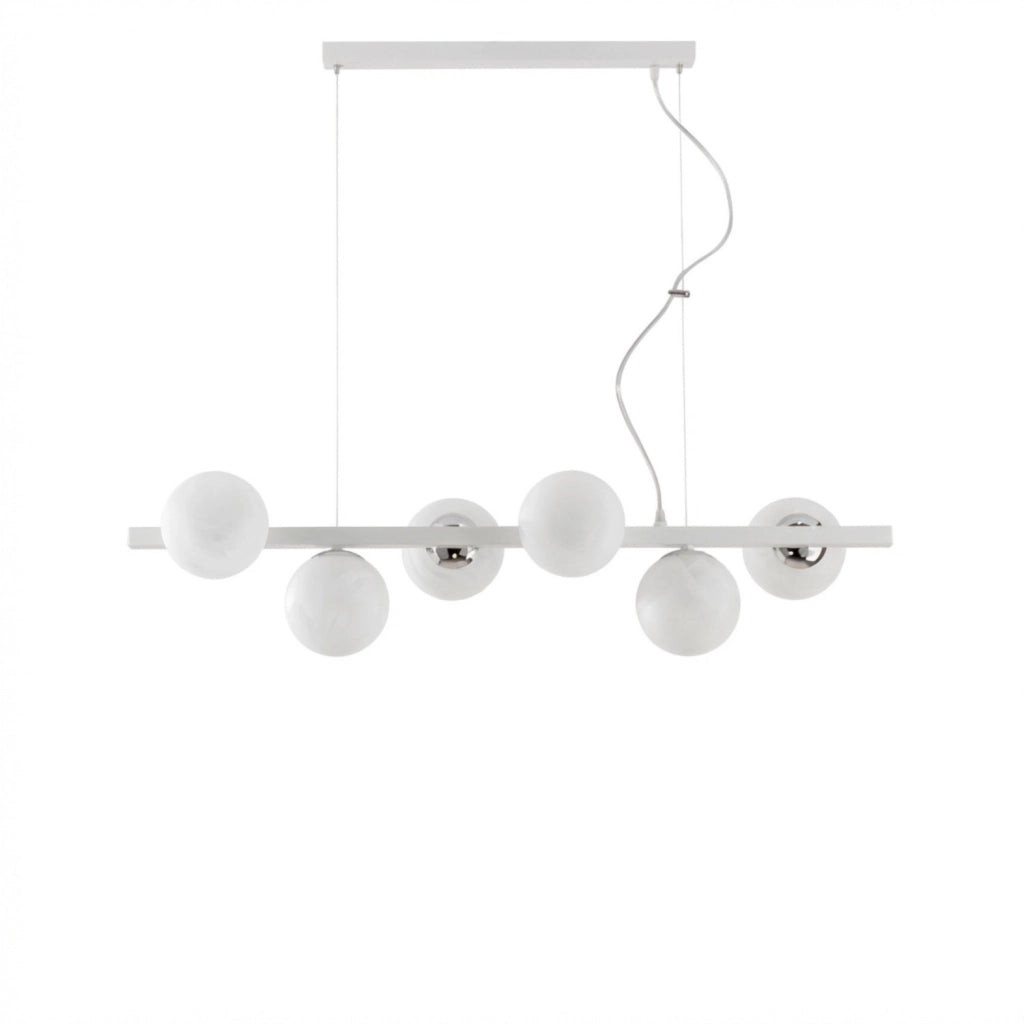 Lampadario Contemporaneo Adrian Metallo Bianco Cromo 6 Luci E14