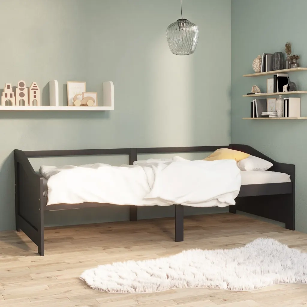 Divano letto | Sof¨¤ letto | Letto singolo a 3 Posti Grigio Legno Massello di Pino 90x200cm