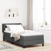 Letto Box Spring con Materasso Grigio Scuro, 90x190 cm, Tessuto