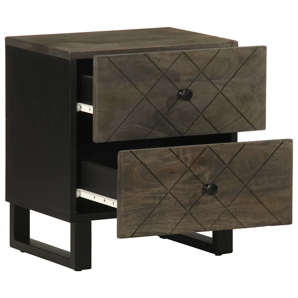 Comodini 2pz-Set di 2 Tavolino da notte Neri 40x33x46 cm in Legno Massello di Mango 258393