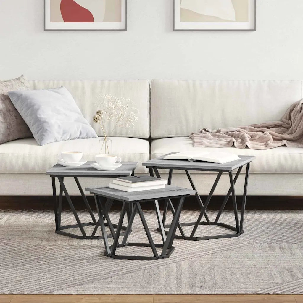 Tavolino da salotto 3 pcs Grigio Sonoma 868282