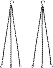 2-pack di grucce con catena metallica, nero, grucce per interni ed esterni, 40 cm, catena metallica, gancio per contenitori per cibo, piante da appendere, vasi di fiori, lampioni, cartelli pubblicitari