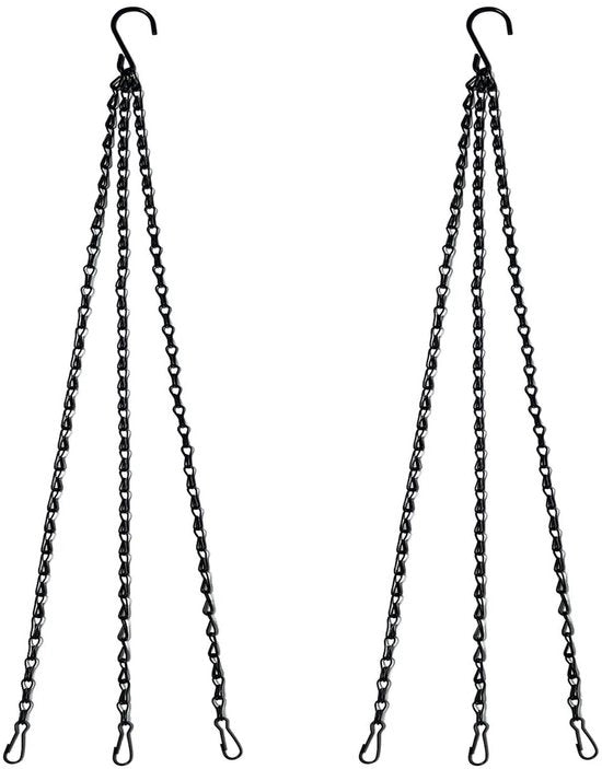 2-pack di grucce con catena metallica, nero, grucce per interni ed esterni, 40 cm, catena metallica, gancio per contenitori per cibo, piante da appendere, vasi di fiori, lampioni, cartelli pubblicitari