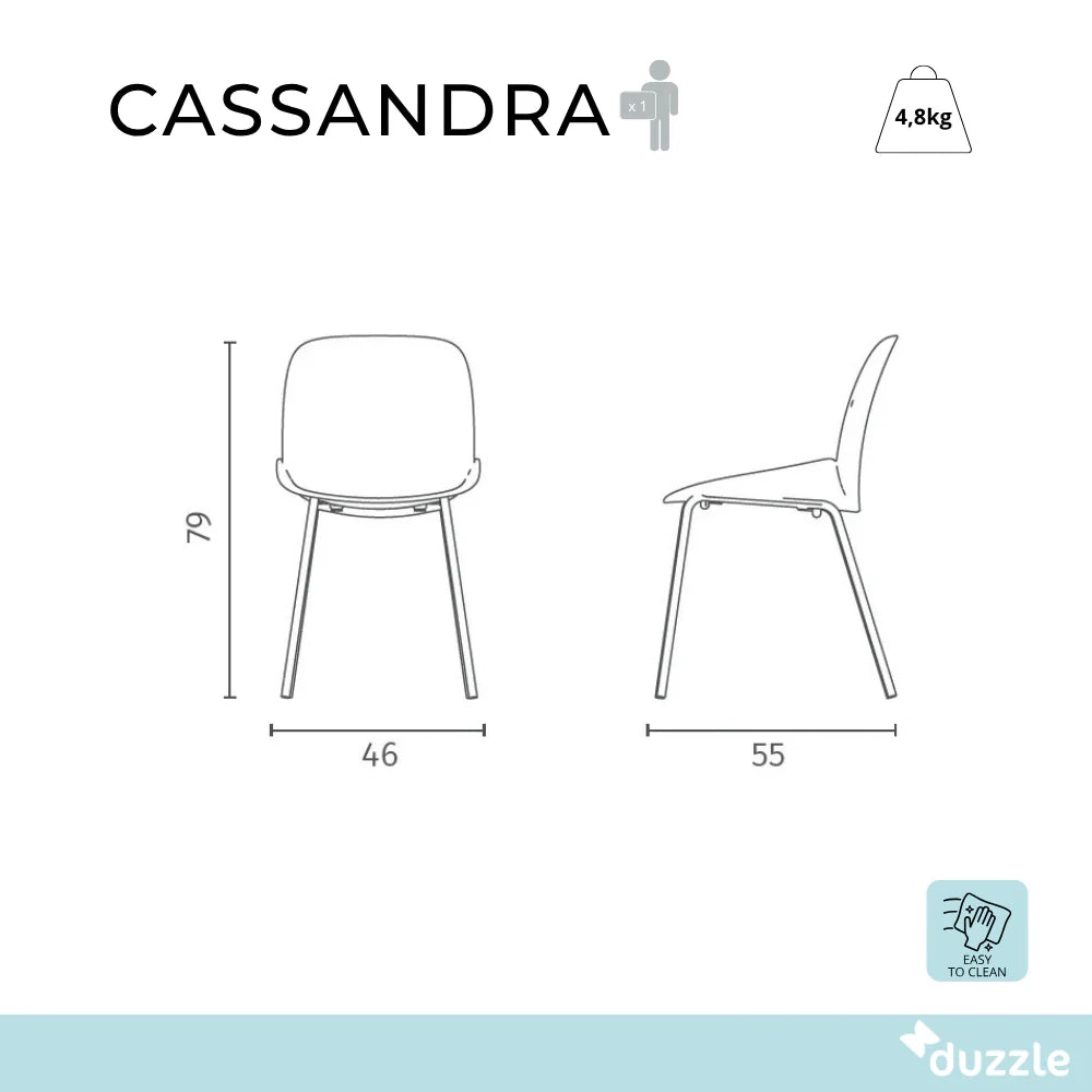 Set di 4 sedie da pranzo in polipropilene nero Cassandra con struttura in metallo facili da pulire | Duzzle