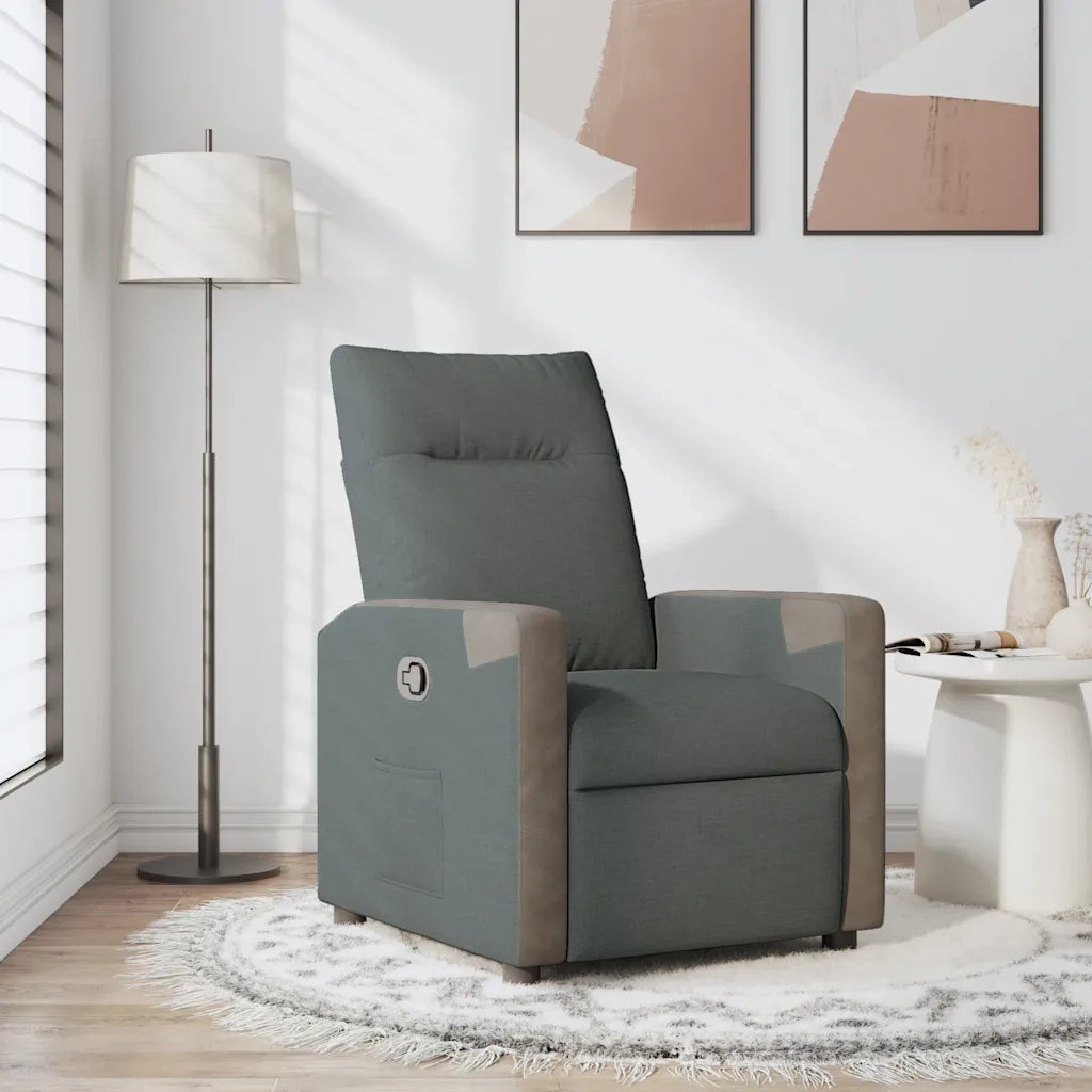 Poltrona | Sedia Relax Reclinabile in Tessuto Grigio Scuro