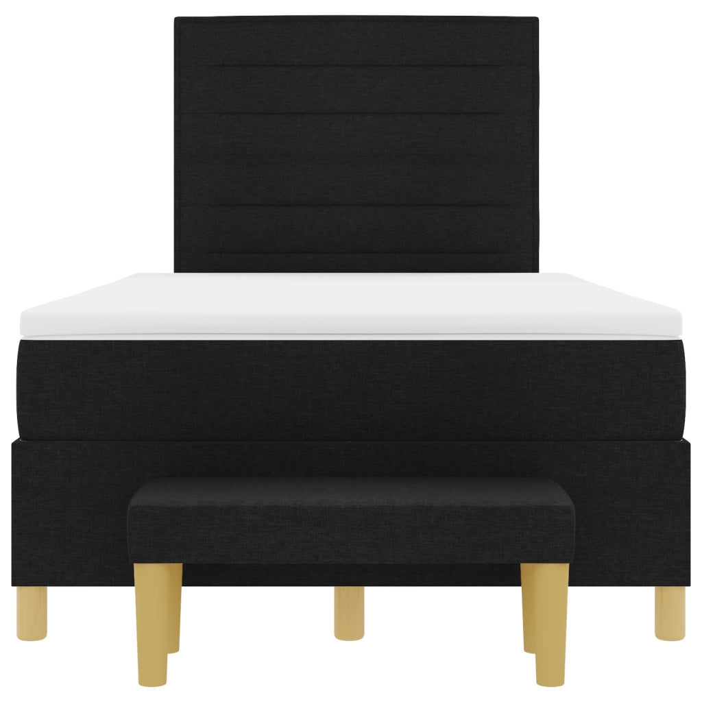 Letto a Molle con Materasso e Panchina Nero 120x190 cm Tessuto