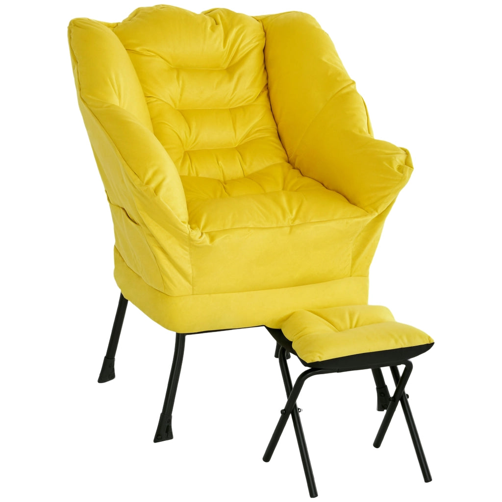 Poltrona con poggiapiedi ¨C zephmum ¨C giallo, tessuto