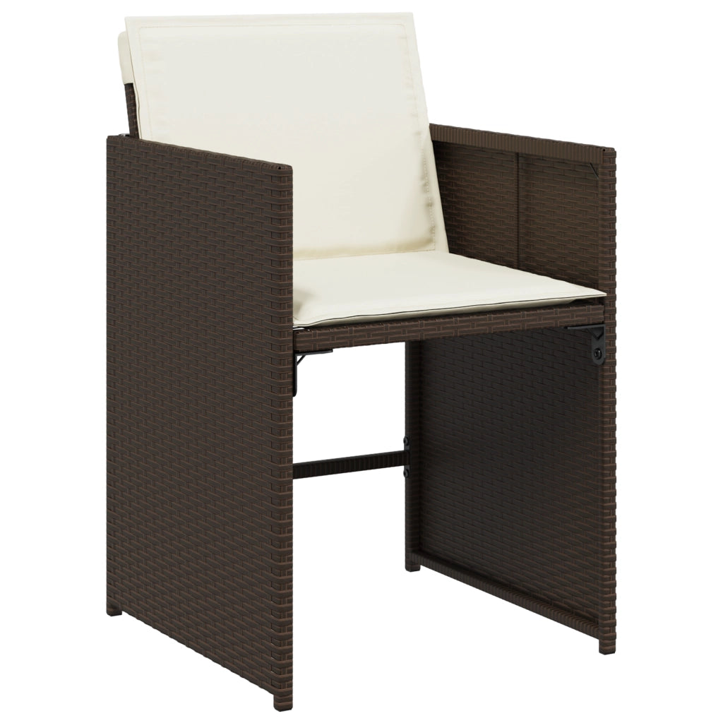 Set da pranzo da giardino 5 pezzi con cuscini marrone polyrattan