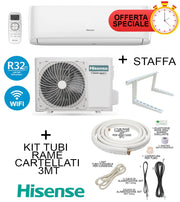 Climatizzatore  Hisense 12000 Btu + Staffa + Kit Tubi Rame 3MT CA35YR03G/CA35YR03W Inverter R32 A++/A+ Wifi Integrato