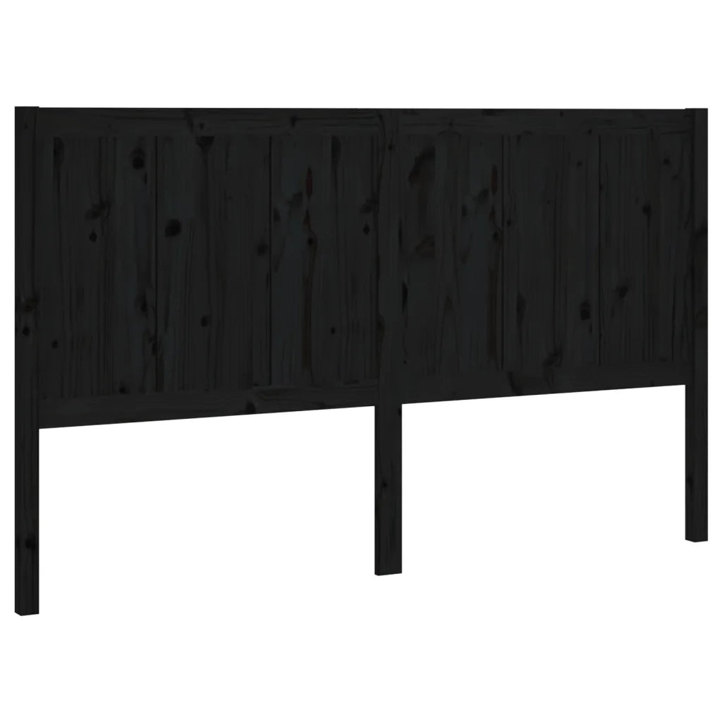 Testiera per Letto Nera 205,5x4x100cm in Legno Massello di Pino 818114