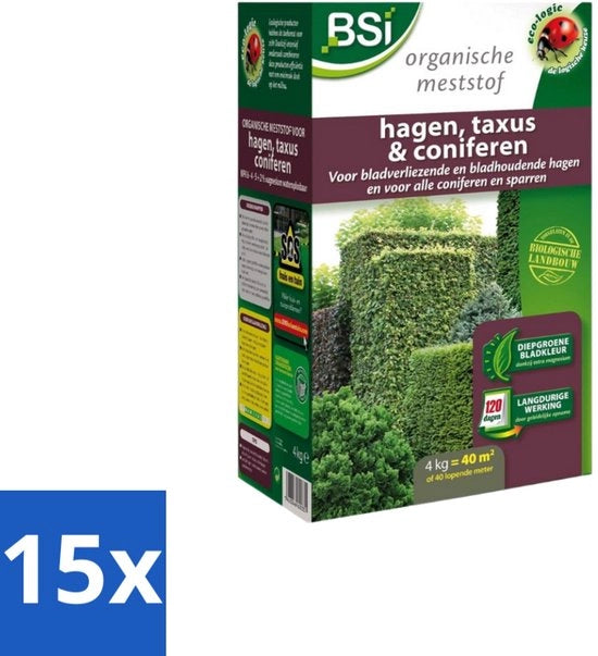 Materiale per piante da conifere - Fertilizzante per forte crescita e foglie azzurre - 4 kg (40 m²) - Pacchetto in bulk - 15 pezzi