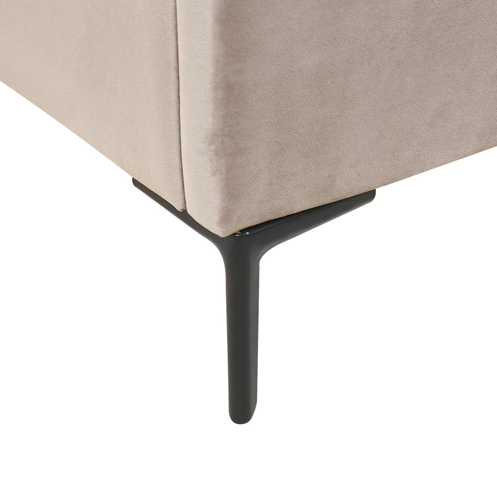 Letto Matrimoniale con Contenitore in Velluto tortora 160 x 200 cm con poggiatesta imbottita ottomana gambe in metallo Nero