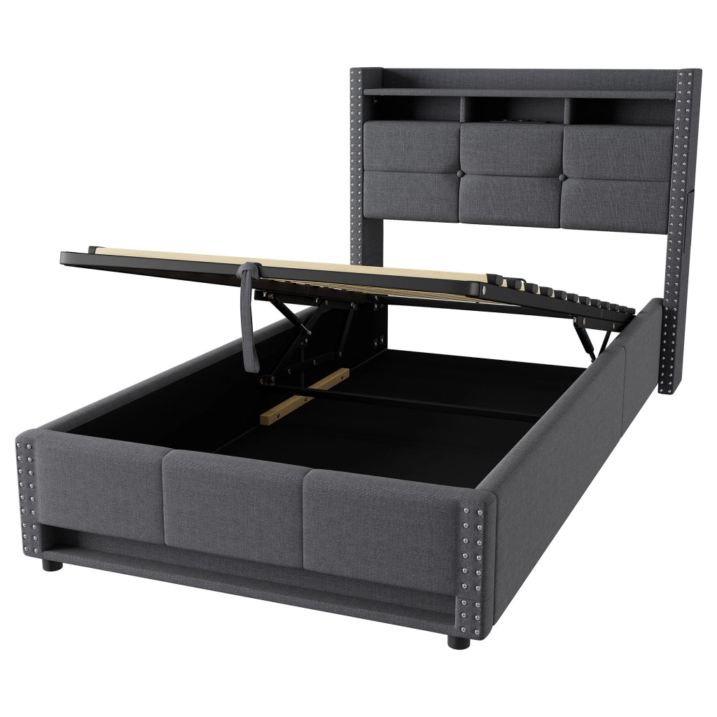 Letto contenitore 90x200 cm, colore grigio