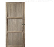 Porta Scorrevole Frake in Legno 3 Ante H204 x L83 + binario in alluminio bianco e 2 gusci senza maniglia
