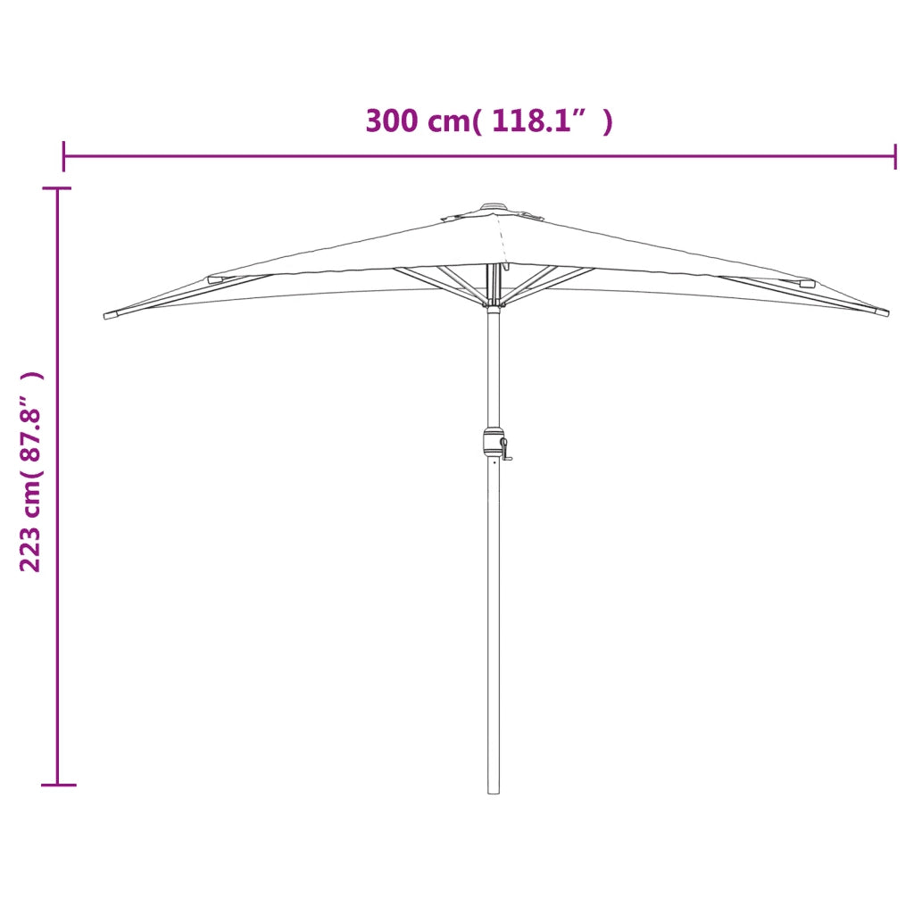 Ombrellone Palo in Alluminio Terracotta 300x155x223 cm a Metà 312503
