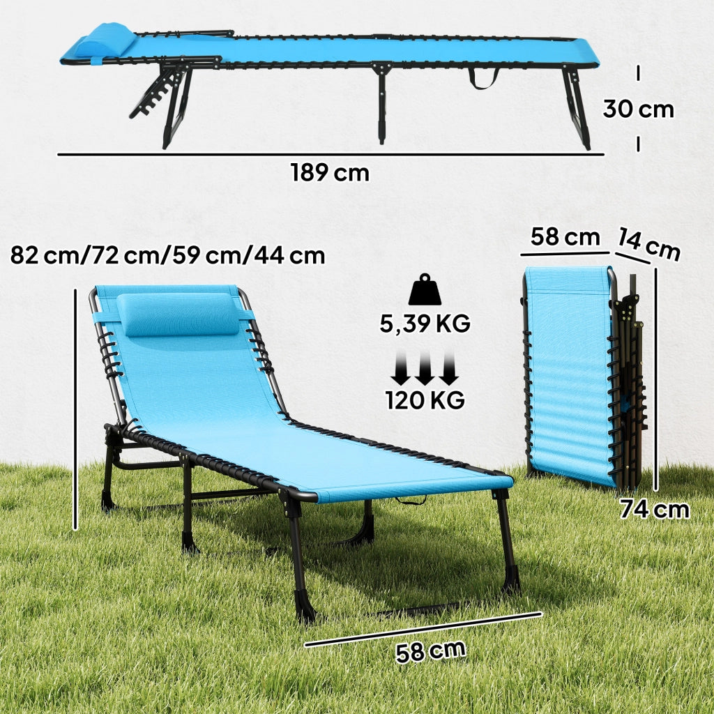 Tumbona reclinabile ¨C zephmum ¨C 189x58x30 cm blu chiaro