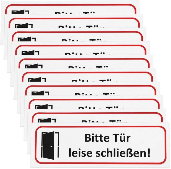 Etichetta per la porta - Messaggio chiaro - 10 pezzi - Autoadesivo - PVC - 196 x 65 mm - Resistente all'usura