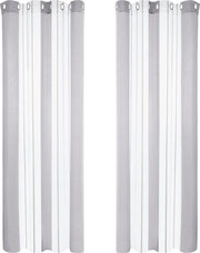 Voile con Anelli, Tendaggi a Voile in Tessuto Lenzuolato per Salotto, Camera da Letto, 140x175 cm (L x A), Grigio Scuro, 2 pezzi