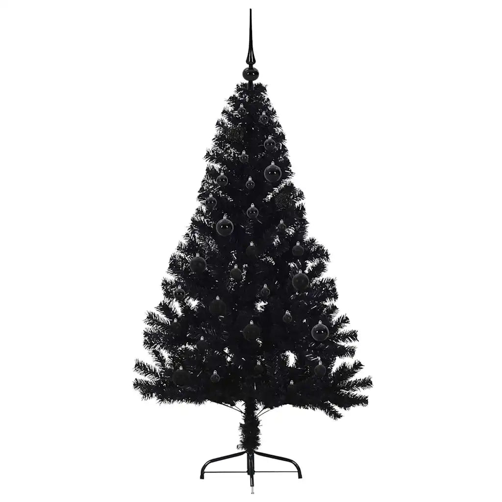Albero di Natale | Decorazioni natalizie artificiale con luci integrate Nero 150 cm PVC