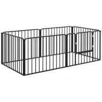 Recinto per Cani a 6 Pannelli Modulabili da Interno ed Esterno, in Acciaio, 164x83x60 cm, Nero