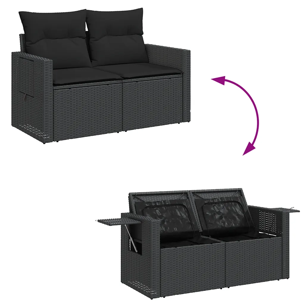 Set Divani da Giardino con Cuscini 7pz Nero Polyrattan 3327107