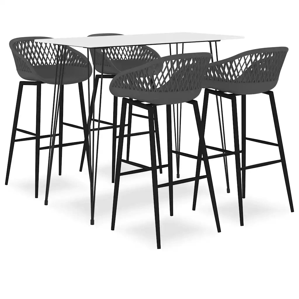 Set da Bar 5 pz Bianco e Grigio 3057405
