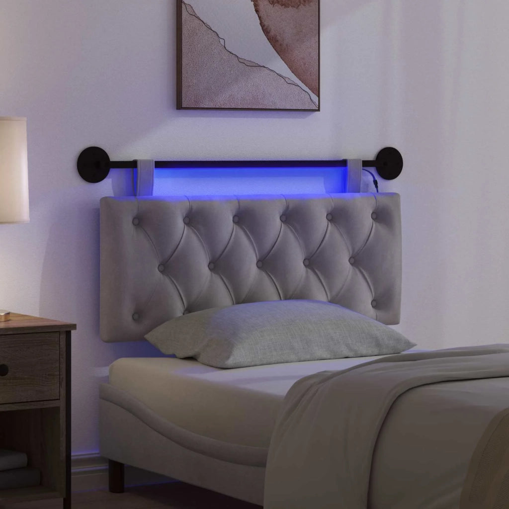 Testiera sospesa Con luce LED Grigio Chiaro Velluto