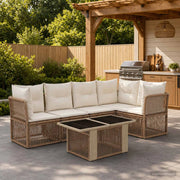 Set Divano da Giardino 6 pz Beige polyrattan 3436467