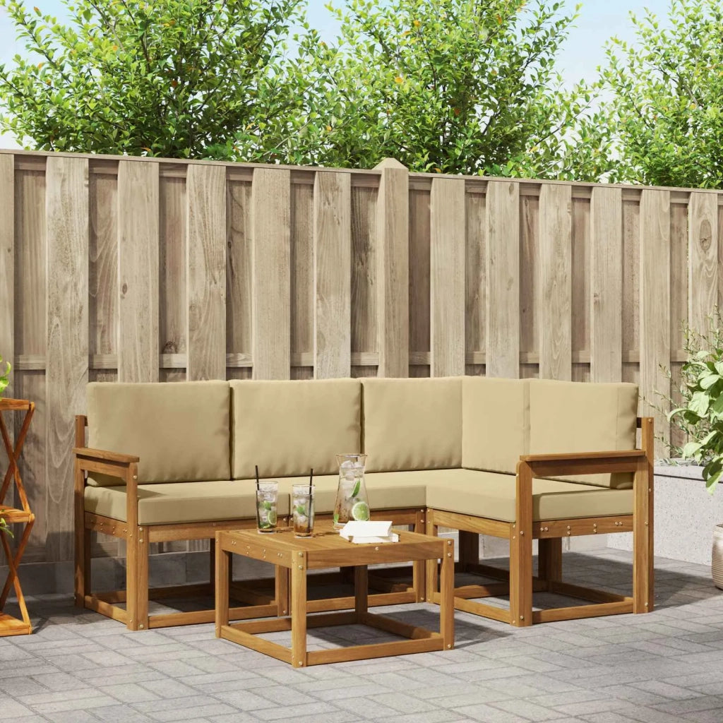 Set di divani da esterno con cuscino 5 pcs Naturale e Beige