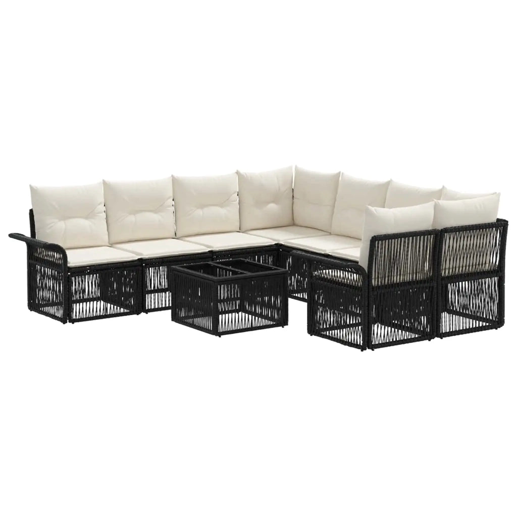 Set Divano da Giardino 9 pz Nero polyrattan 3434776