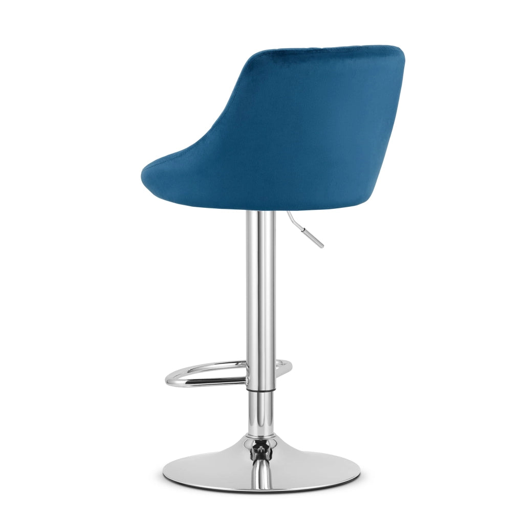 Sgabello girevole VALORA DAKA - Velluto blu navy / Base cromata x 2