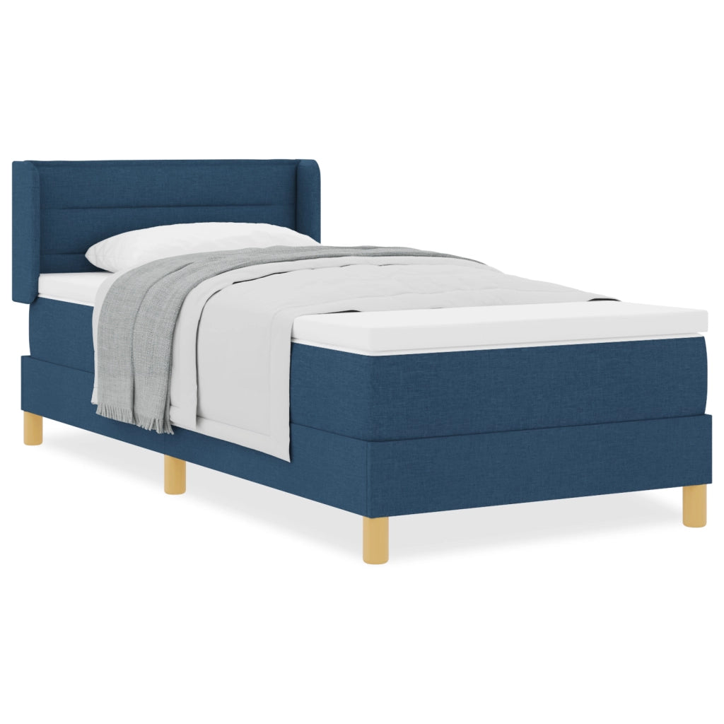 Letto Box Spring e Materasso Blu 100x200 cm Tessuto