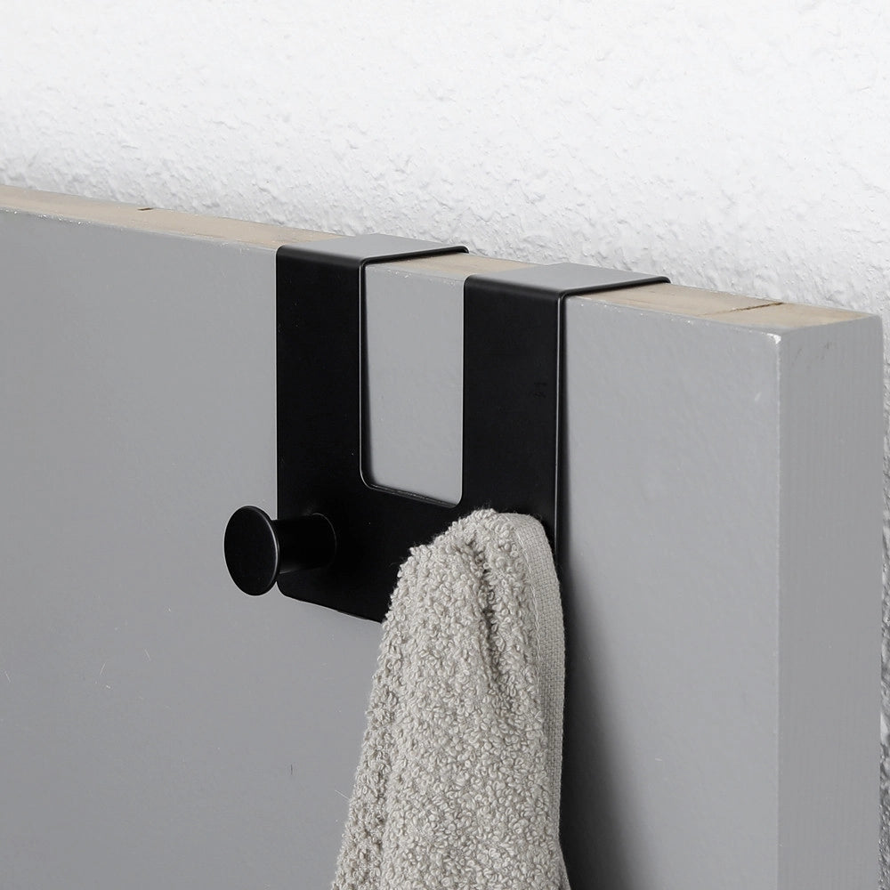 Trade Shop - Appendiabiti Da Porta Con 2 Ganci 12.5x11.5cm Nero Per Asciugamani Vestiti 87775 -