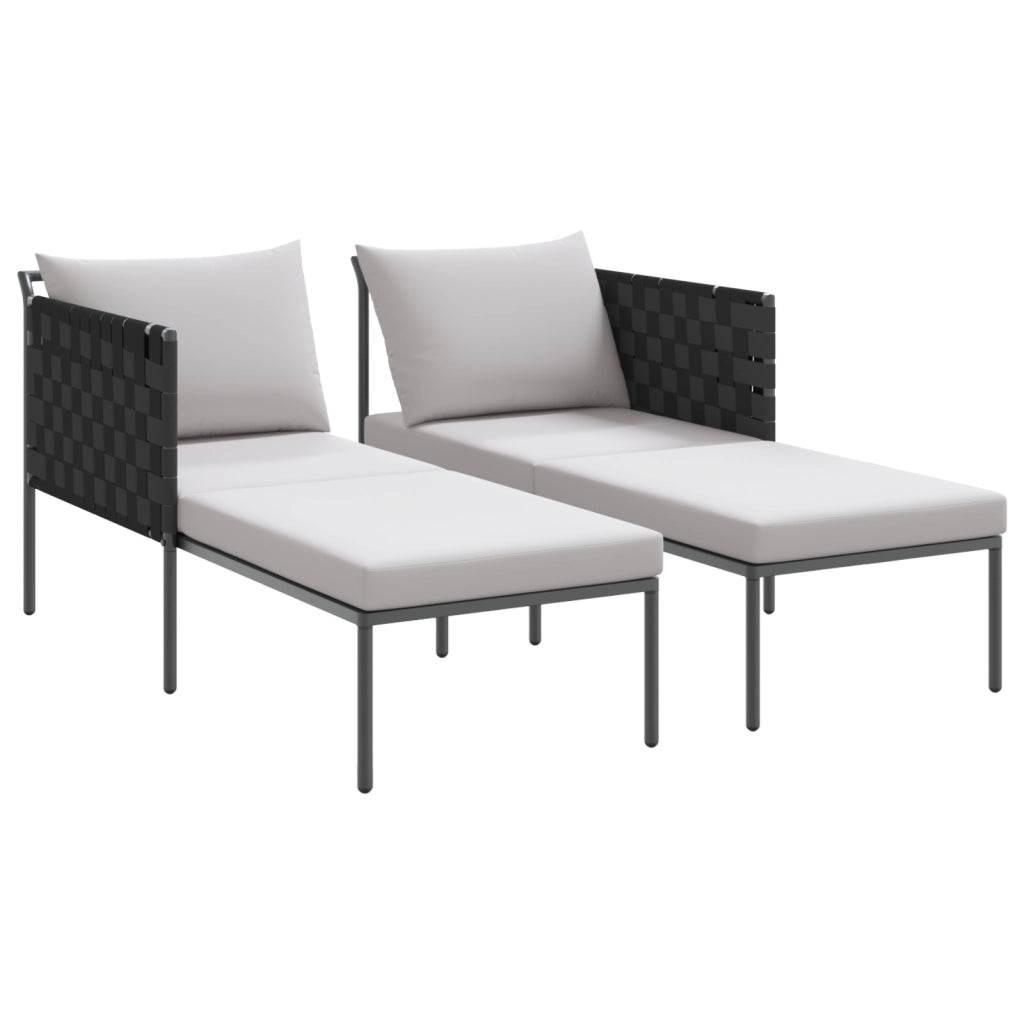 Lettino prendisole con cuscini per 2 persone Anthracite 115x153x69,5 cm Acciaio