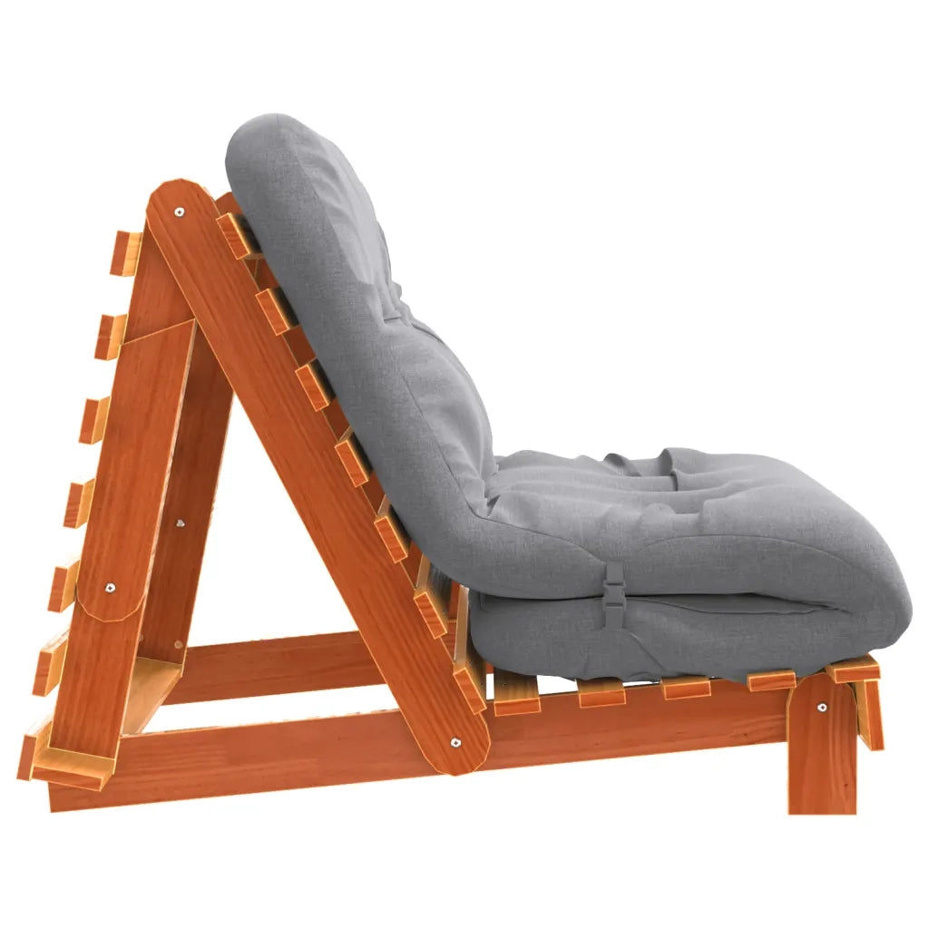Divano Letto Futon con Materasso Marrone Cera 90x206x11cm Pino