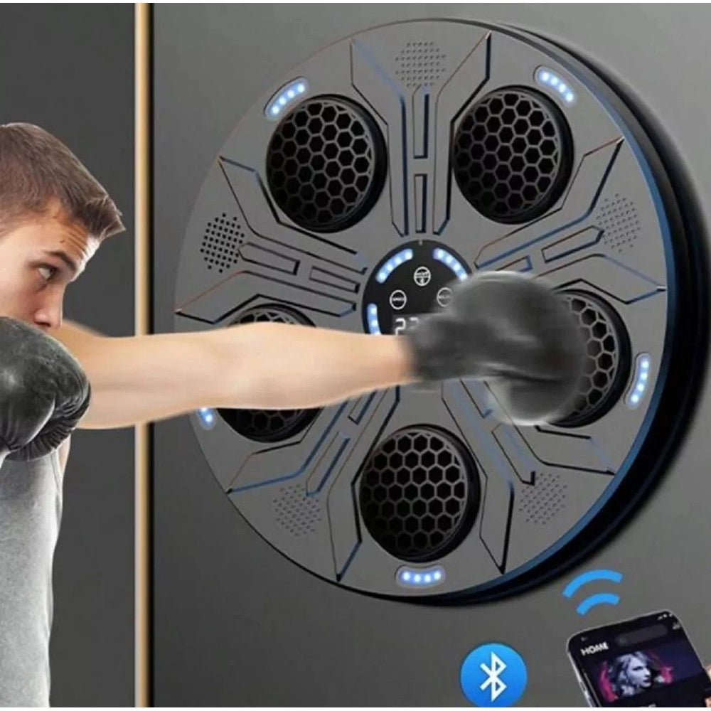 Trade Shop - Macchina Da Boxe Musicale Parete Bluetooth Luce Led Altoparlante Allenamento Casa -