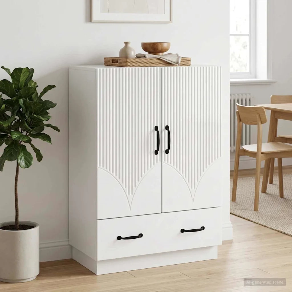 Credenza Bianco Lucido 66 x 34,5 x 92 cm Legno ingegnerizzato 895359