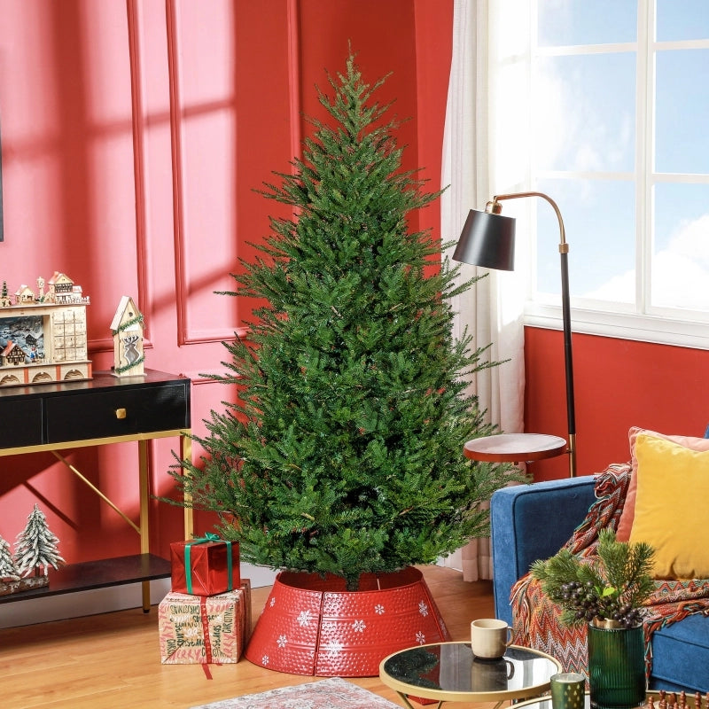 Albero di Natale alto 183 cm, dall'aspetto realistico, facile da montare, con supporto incluso, in plastica ignifuga.